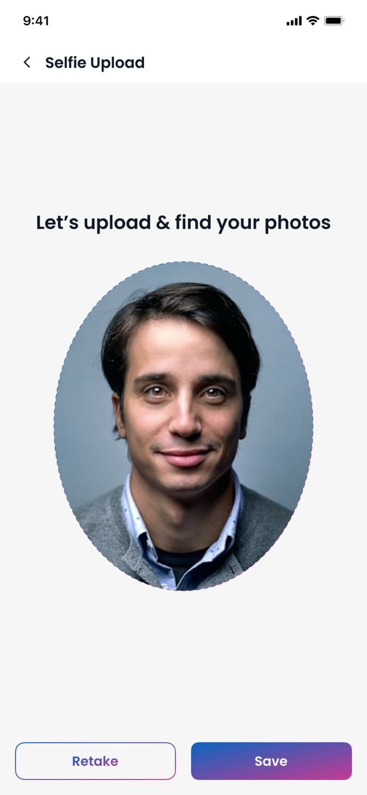 Eventik selfie upload screen