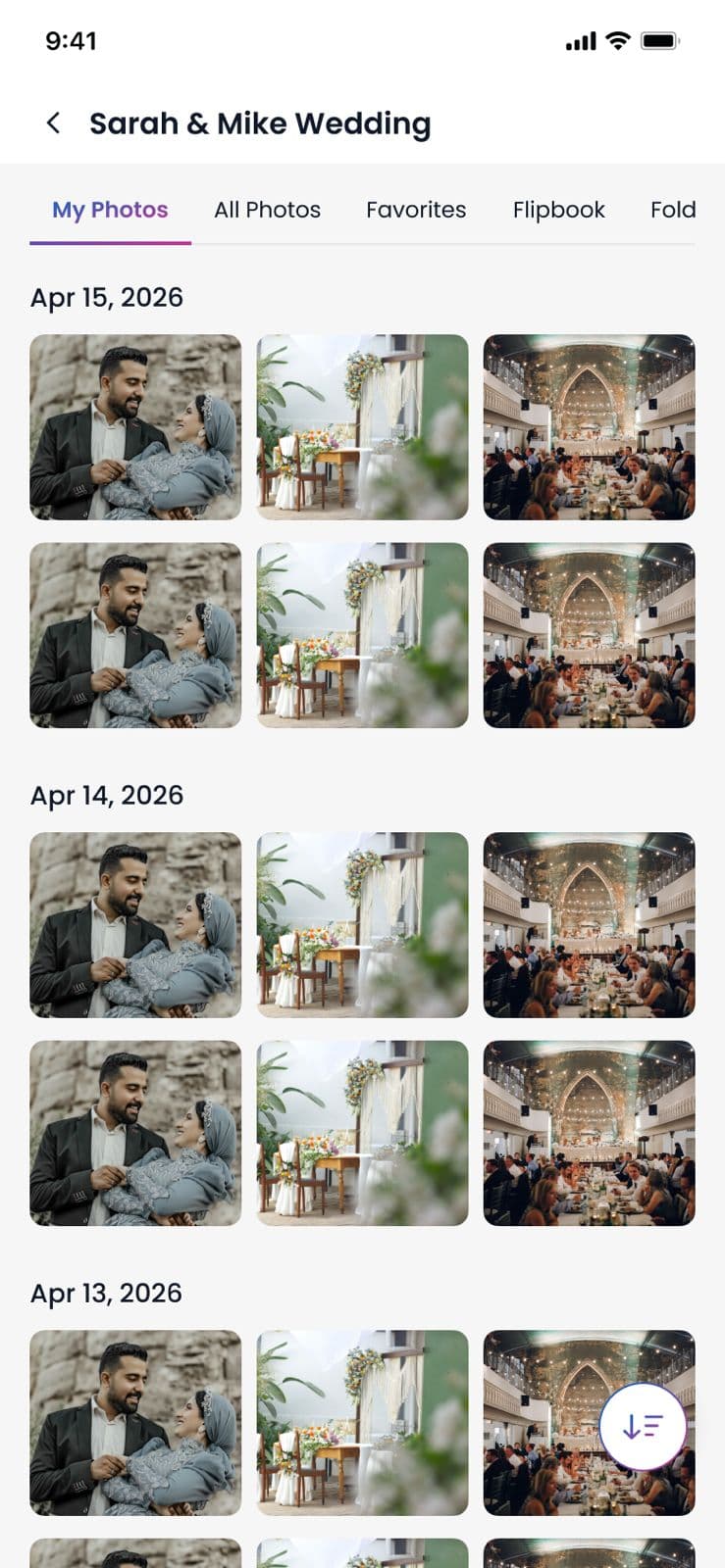 Eventik matched photo gallery for a guest