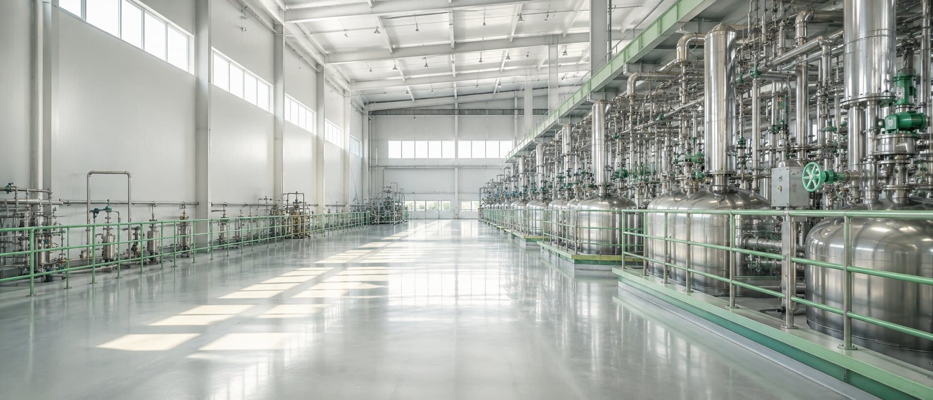 A modern, clean chemical and pharmaceutical plant interior